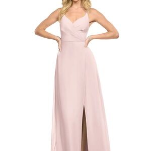Blushing Pink A-Line V-Neck Chiffon Dress
